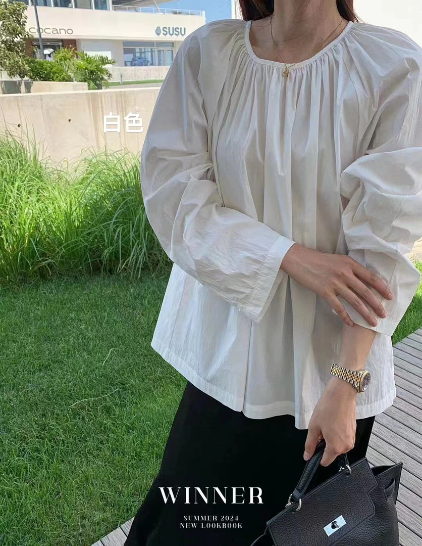 韩版简约小众圆领衬衣68023   衣长72