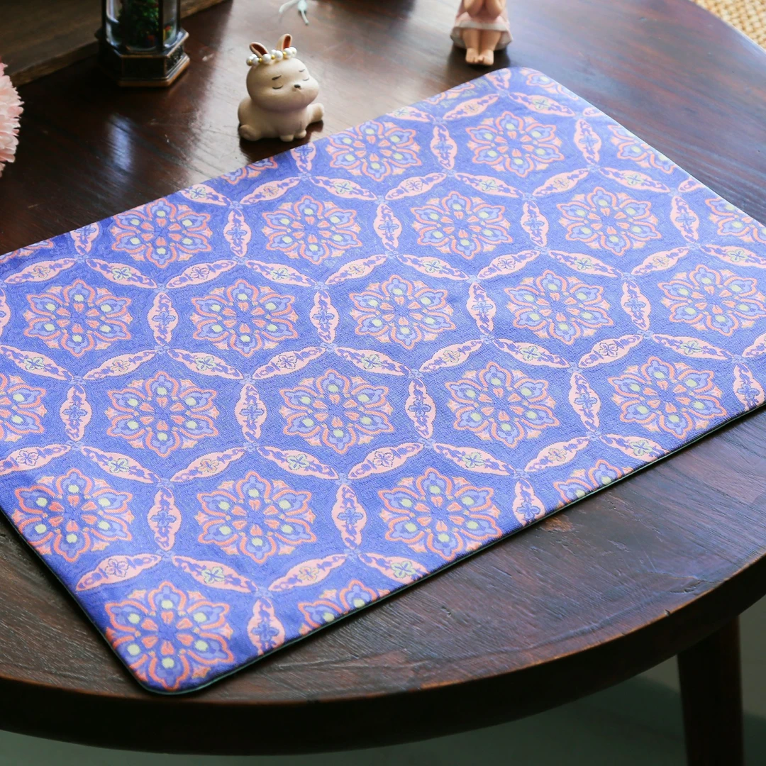 CX083金边宝相 手工高档茶席 轻奢长方形国风壶杯茶垫茶道配件