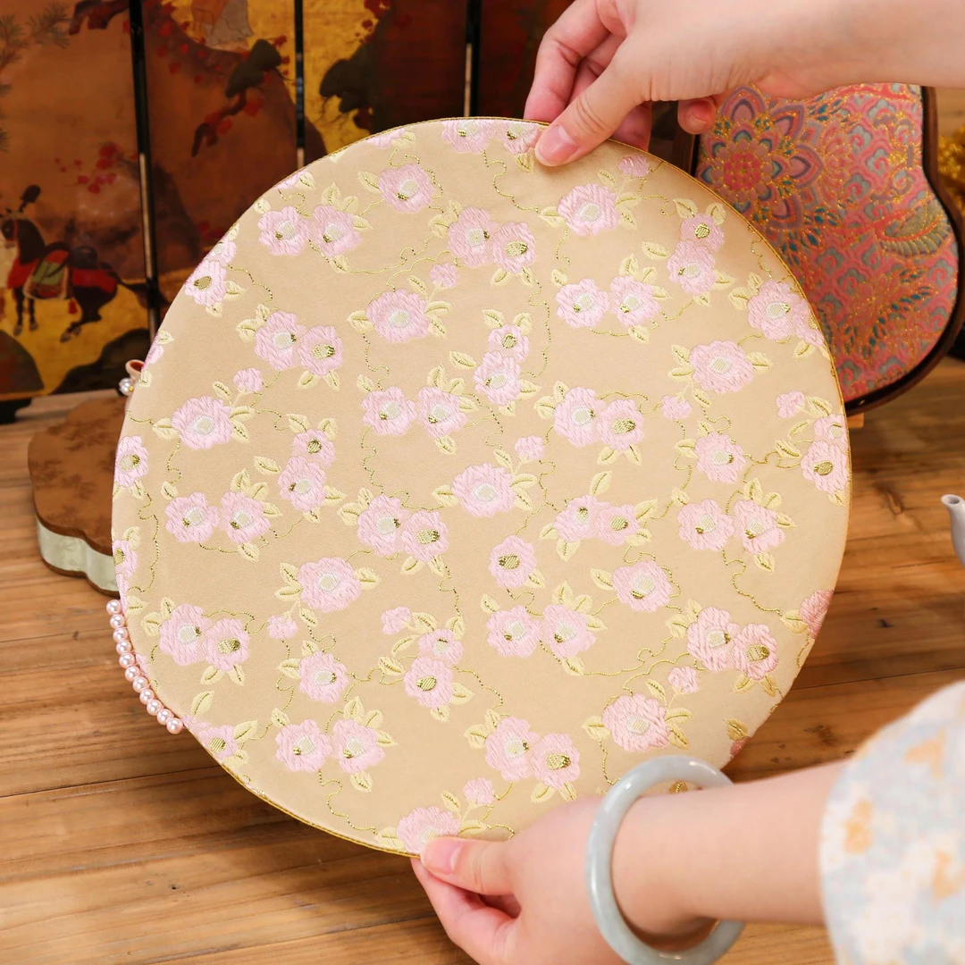 CX162织锦缎手工圆形轻奢家用网红免洗茶席茶垫