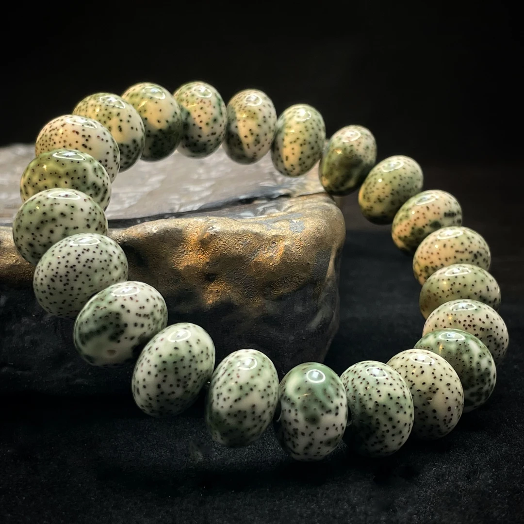 水木生 宣系列·青花绿苹果珠毕业级小细星手串