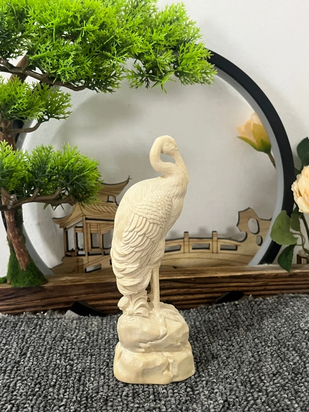 黄杨木仙鹤木雕工艺品16/5/4