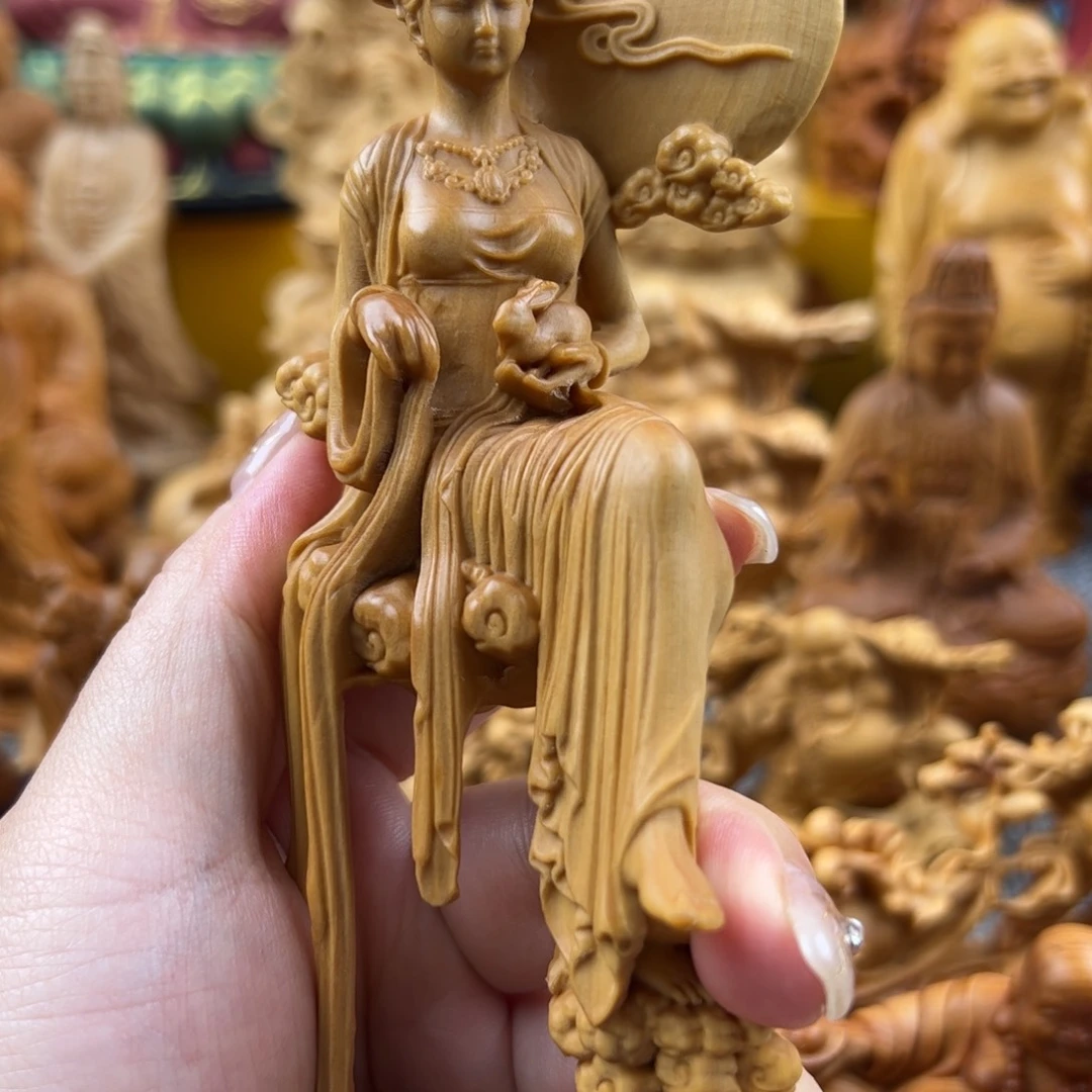 【闪购商品】木黄杨木嫦娥奔月木雕工艺品