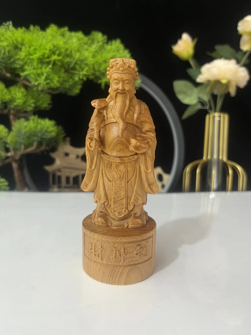 柏木财神实木财神木雕工艺品14/5