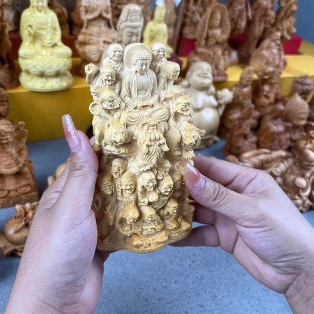 黄杨木十八罗汉车摆件木雕工艺品