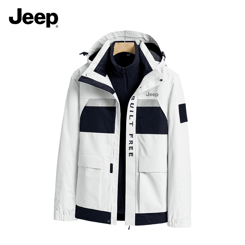 JEEP吉普冲锋上衣男士秋冬季三合一户外运动工装潮流风夹克外套
