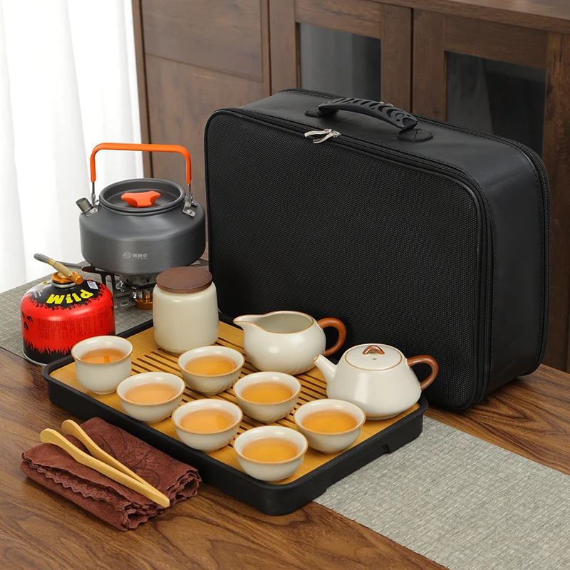 车载便携茶具户外茶具烧水一整套野外煮茶器全套露营旅行茶具