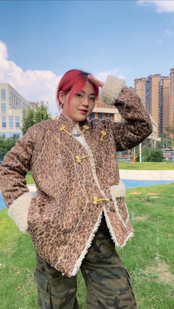 【羊毛】七吉新款藏装民族写真女士外套毛呢美拉德色豹纹加厚