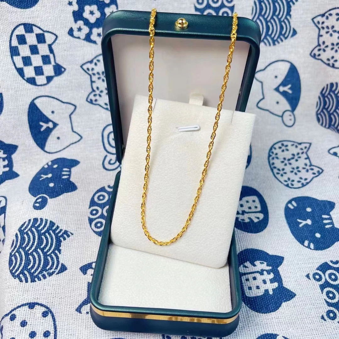 金御缘0工费足金999.9实心绞丝项链时尚百搭素款经典精致简约素链