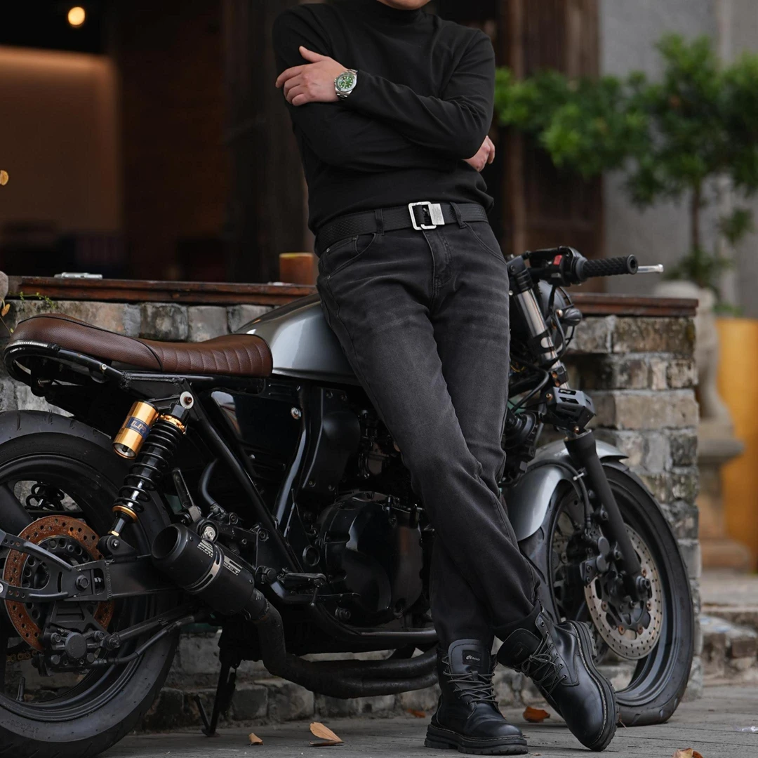 男牛仔裤子修身小直筒轻奢时尚潮流牛仔裤灰色百搭休闲裤商务男士