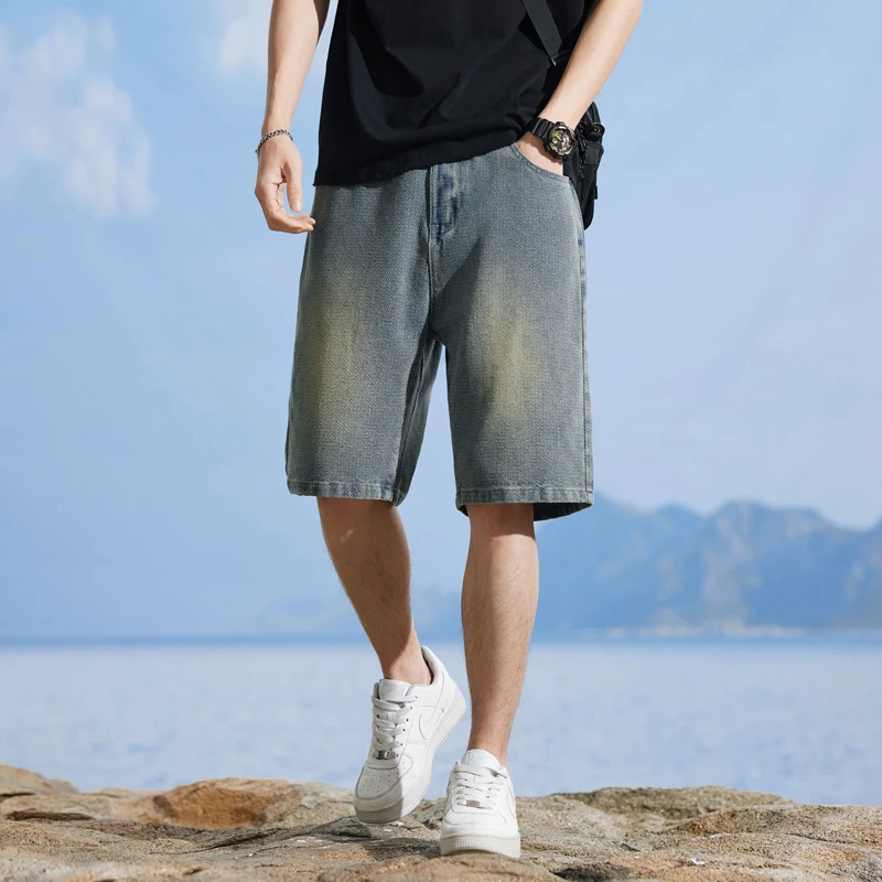 夏季潮流星空纹短裤宽松大码男士五分裤休闲百搭复古中裤ins美式