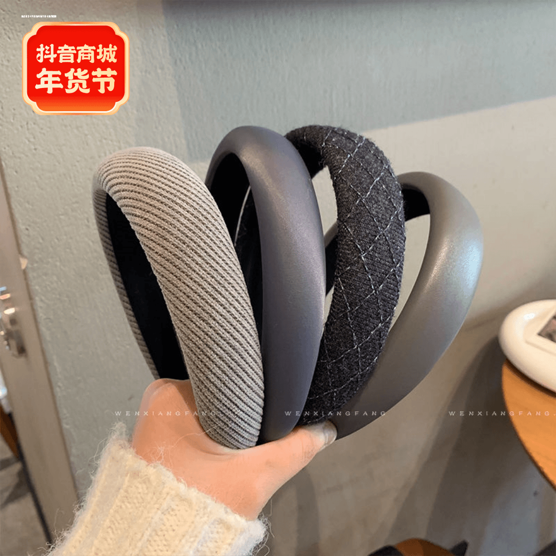 防滑百搭黑灰系香风发箍新款高颅顶2023头箍少女头饰发捆设计外出