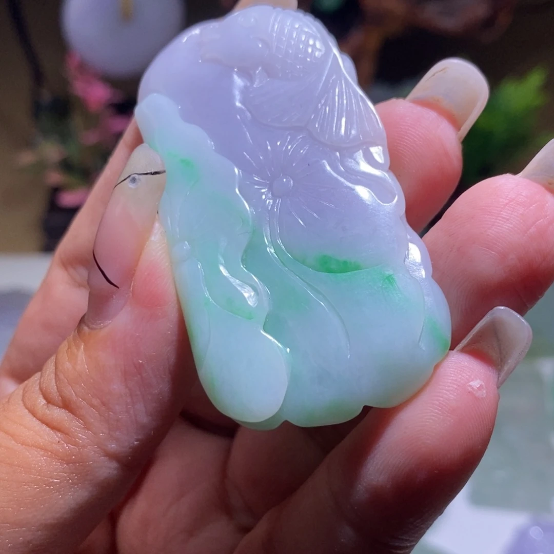 【闪购商品】翡翠颈饰未镶嵌荷叶鱼