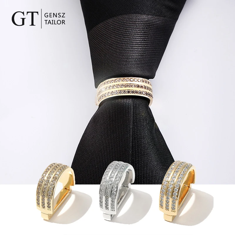 GT绅诚 轻奢高档金属领带环夹简约金色领带箍扣环男士饰品礼盒装