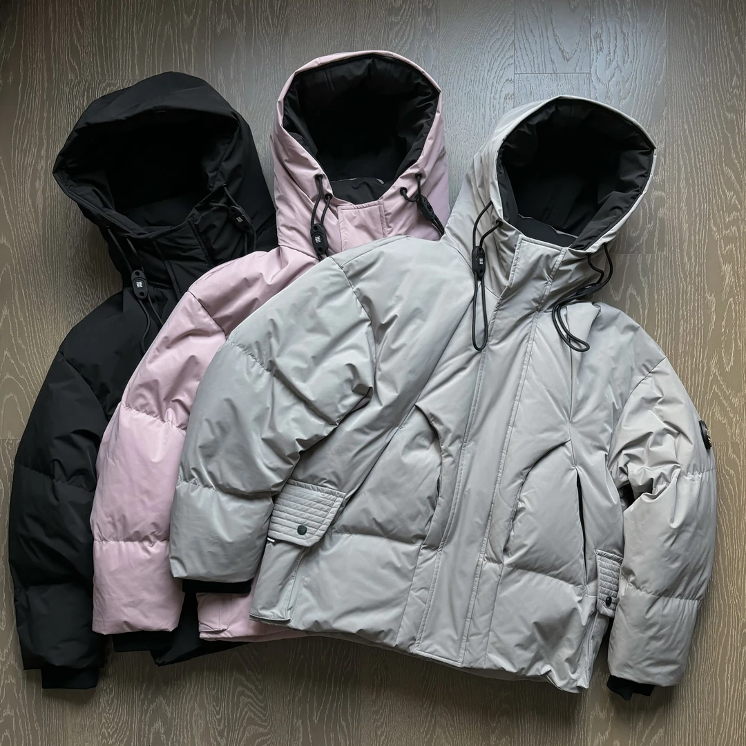 24FW 山系机能风~复古连帽羽绒服多袋户外加厚工装面包服外套男女