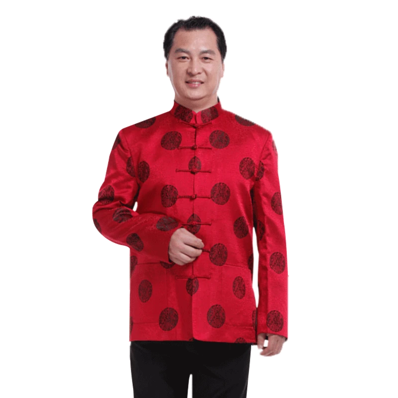 中老年春秋装长袖外套唐装喜庆立领男士上衣民族风爸爸休闲男装