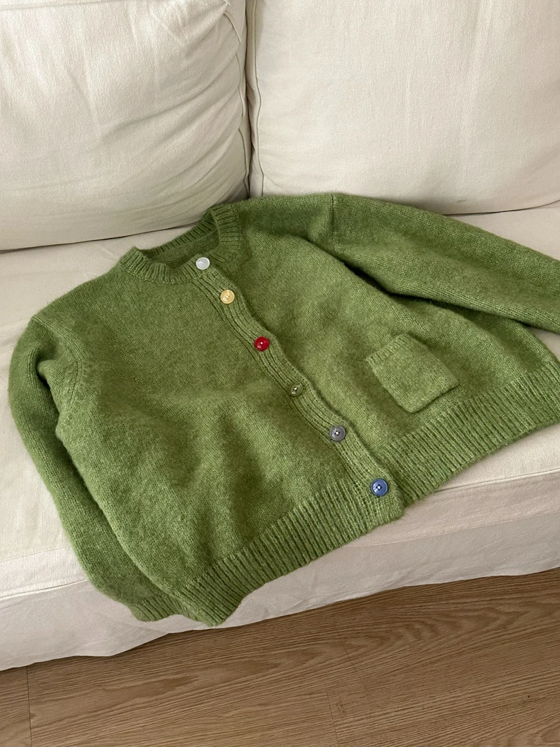 定制【抹茶奶昔杯】毛衣软糯针织毛衣开衫圆领排扣毛衣