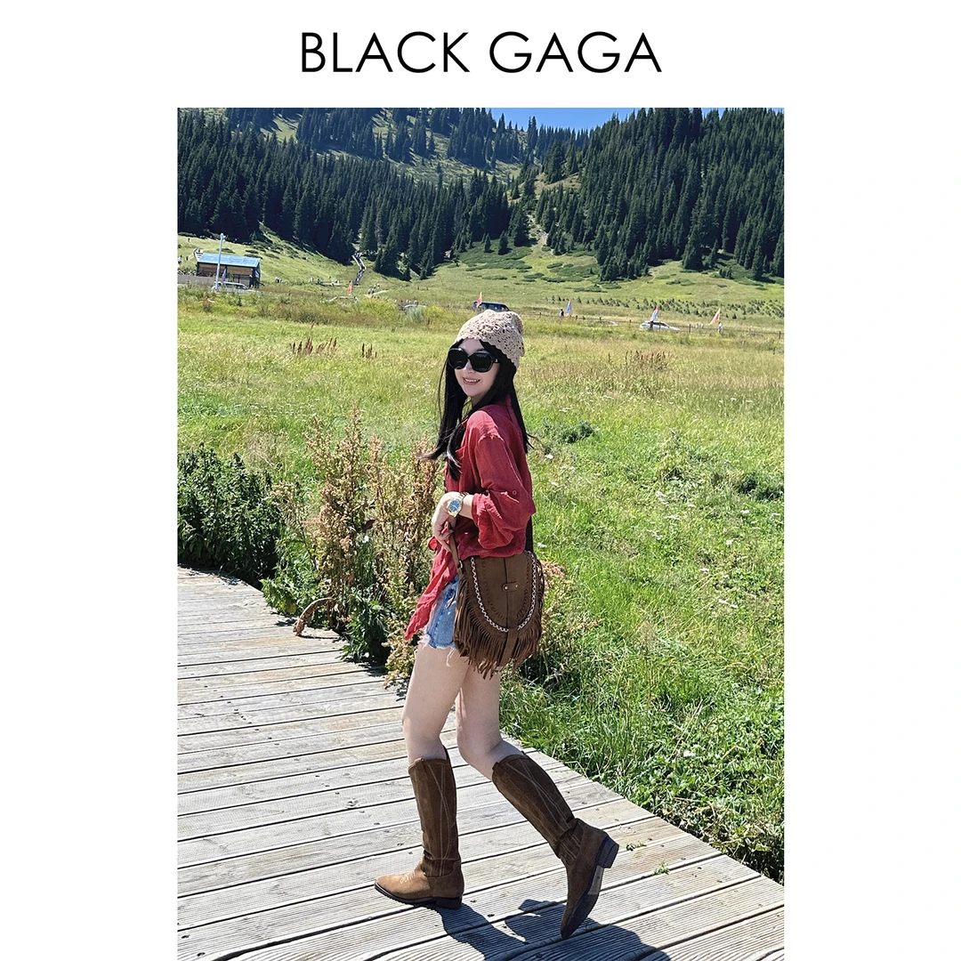 BLACK GAGA【赛里木湖】100苎麻 薄款防晒波尔多红衬衫 G2408S04