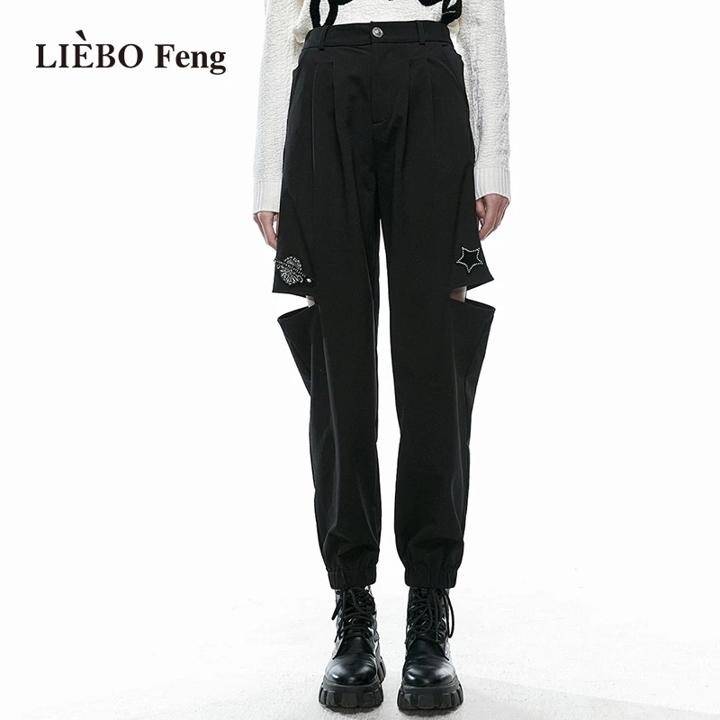 【裂帛】LIEBOFeng高腰不对称开口工装休闲裤7322157001户外