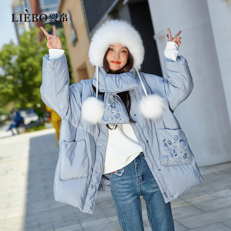 裂帛2024秋冬新款中长羽绒服51EO0299