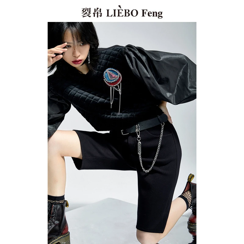 【裂帛】LIEBOFeng链条丝绒华夫格卫衣7320414004上衣