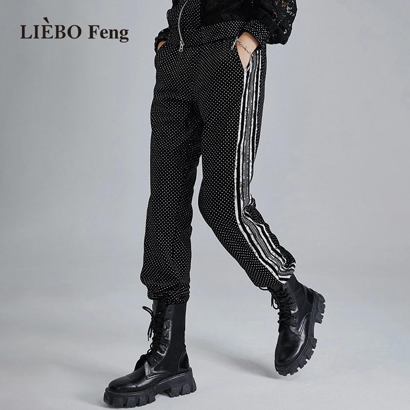 【裂帛】LIEBOFeng波点绒面刺绣工装长裤7321158001