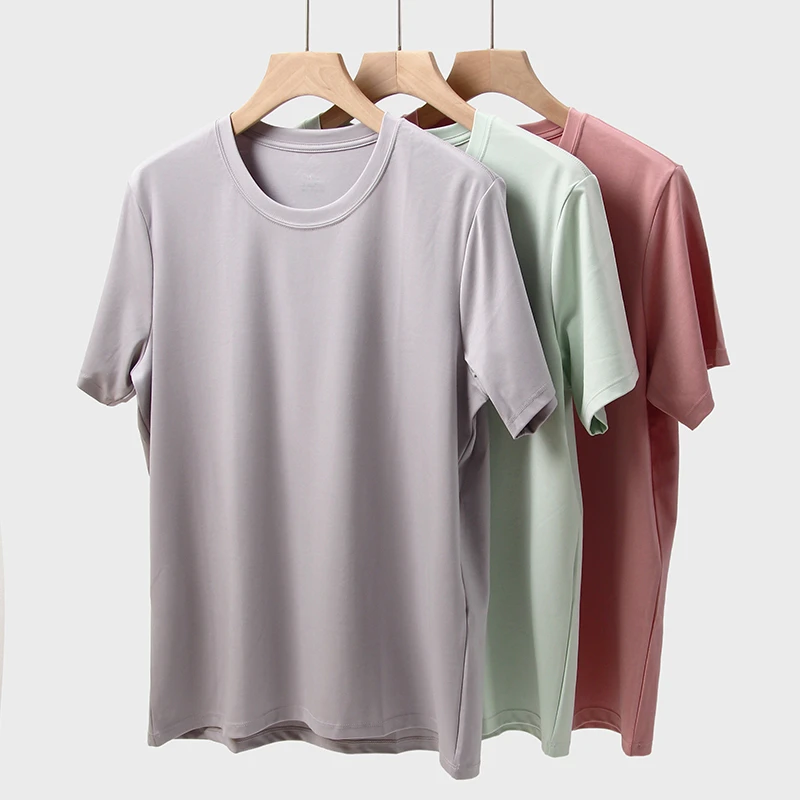 男士60S双纱莫代尔棉短袖液氨丝光宽松T恤衫正肩显瘦大码半袖上衣