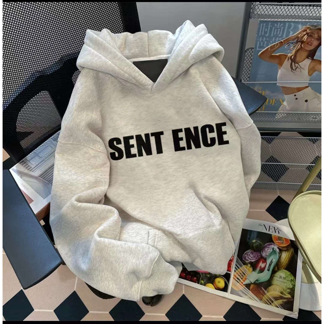 【1103-麻灰色】青少年潮品连帽加绒卫衣