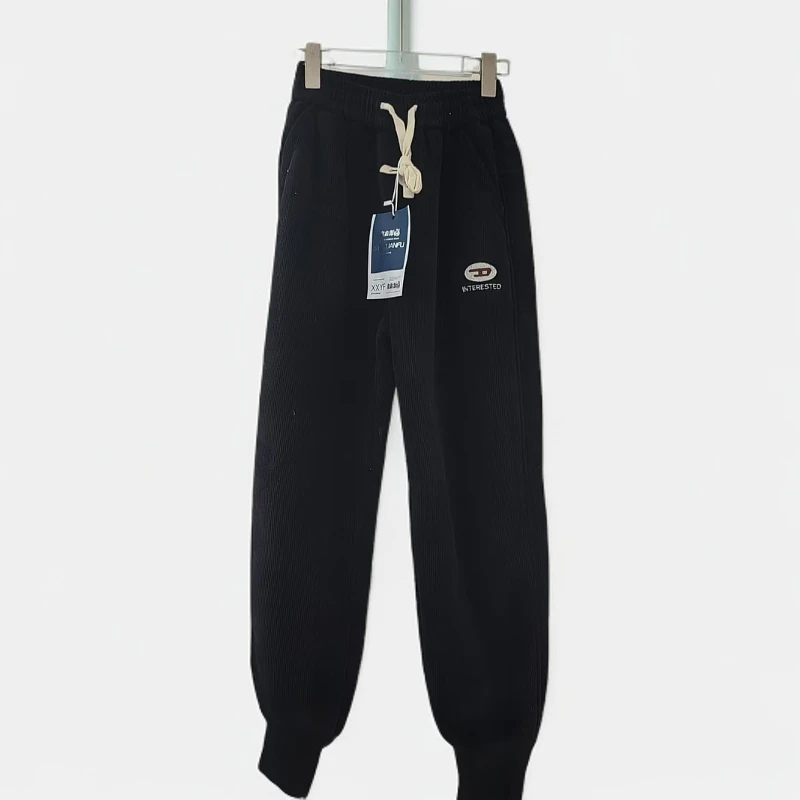 【1062-黑色】青少年加厚绒休闲裤