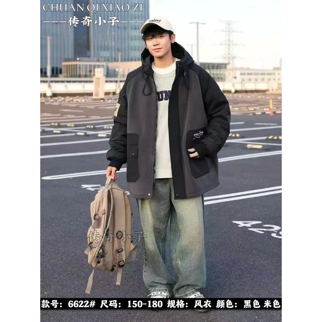 【6622-黑】青少年潮品棉服外套