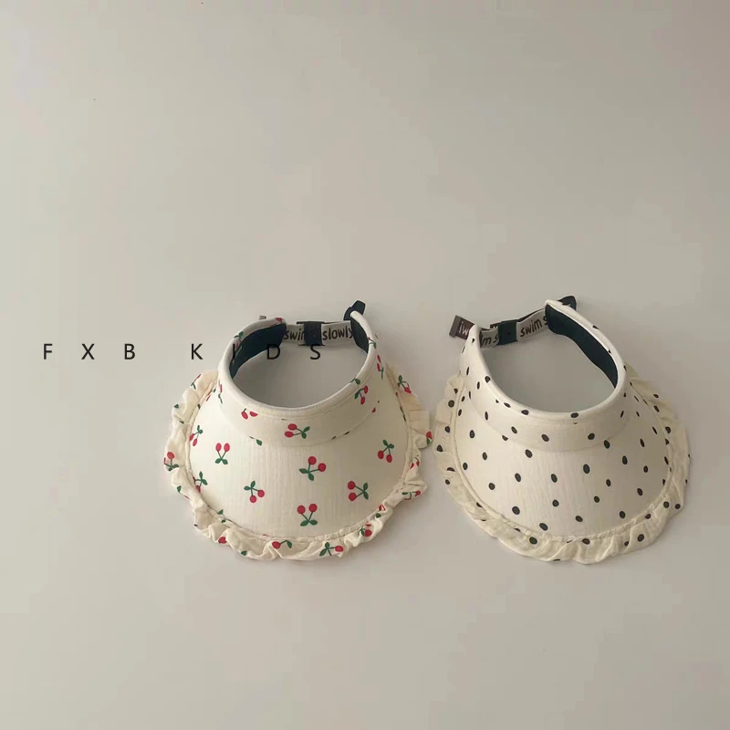 儿童帽子夏季大檐空顶帽波点宝宝防晒遮阳男女沙滩防紫外线太阳帽