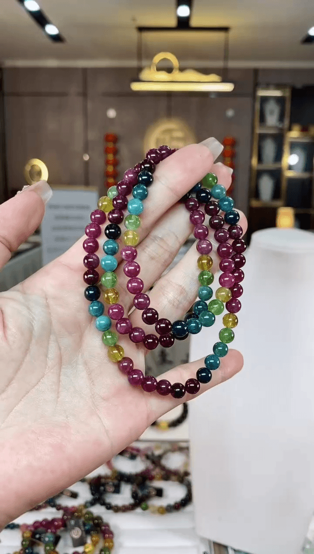 【闪购商品】碧玺三圈手串未镶嵌（多样性发一条）H