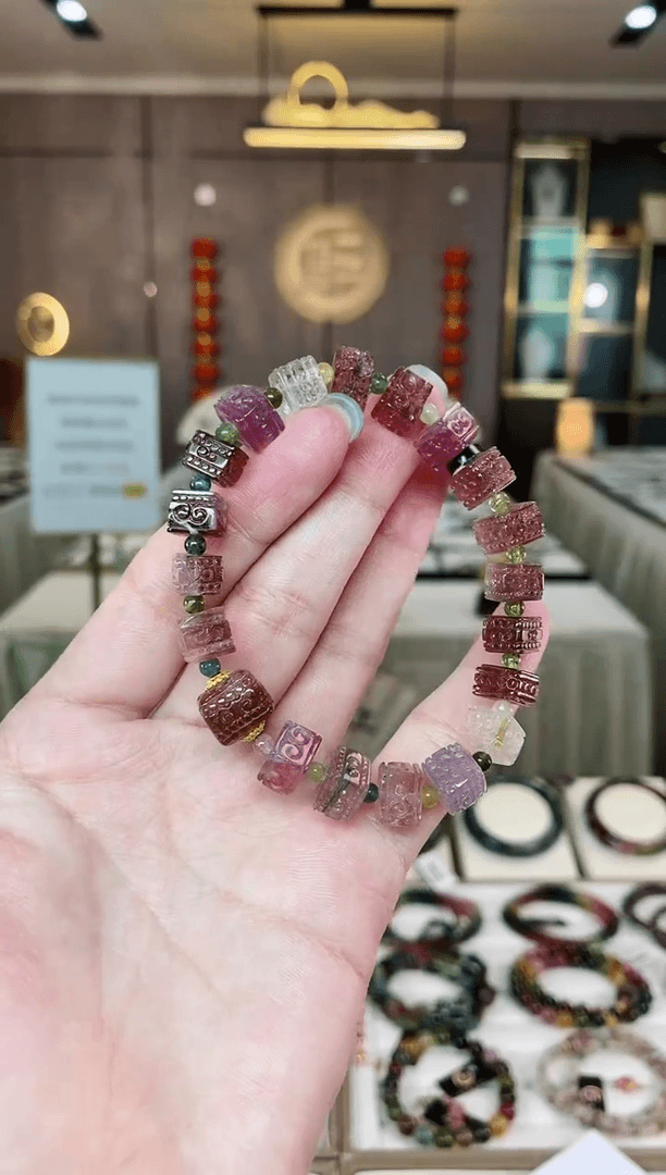【闪购商品】碧玺回纹方糖单圈手串未镶嵌（多样性发一条）