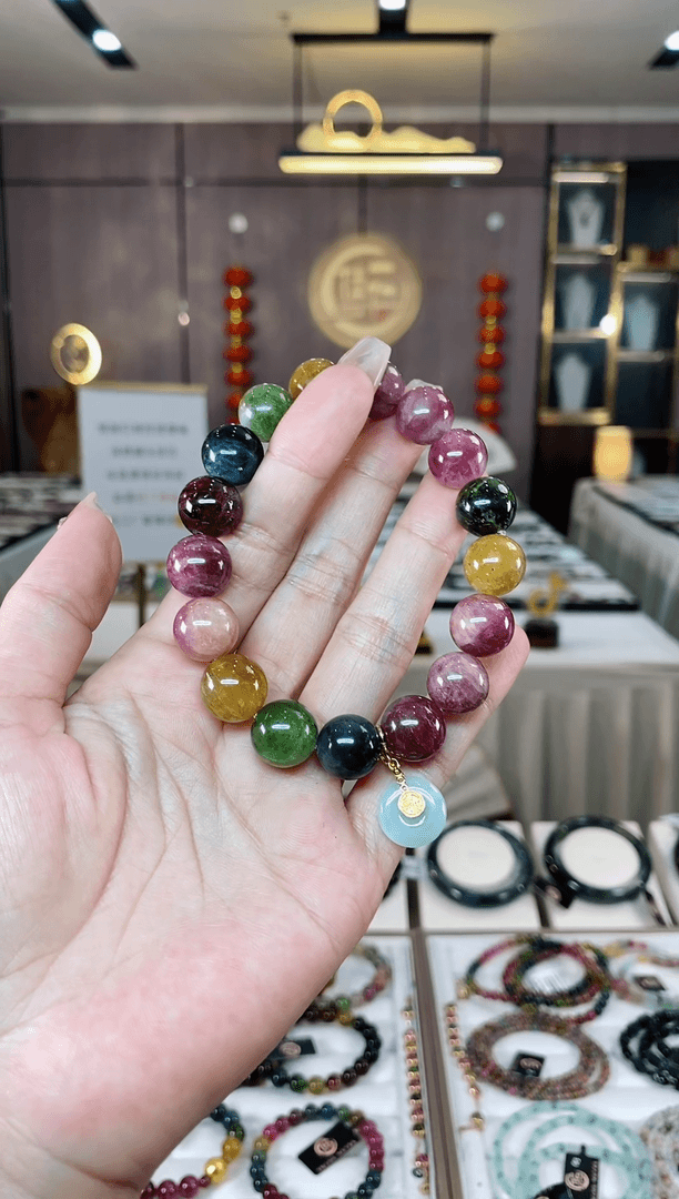 【闪购商品】碧玺单圈手串12mm+未镶嵌（多样性发一条）H