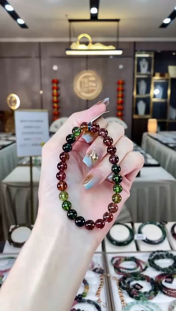 【闪购商品】碧玺收藏级单圈手串7mm+未镶嵌一物一证D