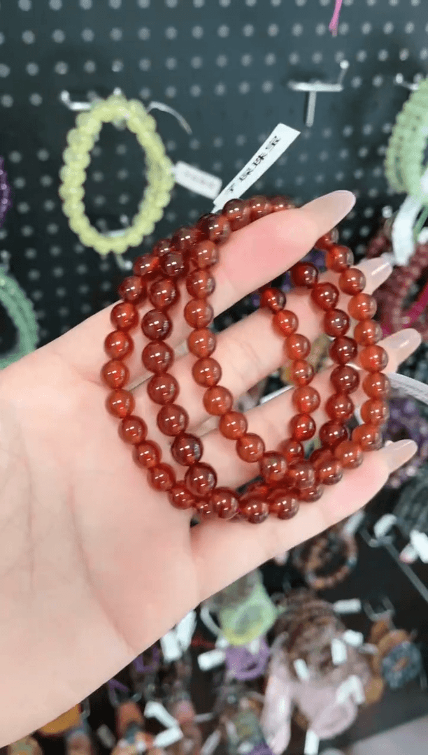 【闪购商品】烟晶手链银S925镶嵌橙红石榴石