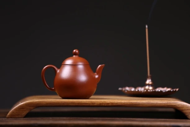 陈柯伊作品朱泥小梨100cc半手成型红泥茶具紫砂壶梨形泡茶壶正宗