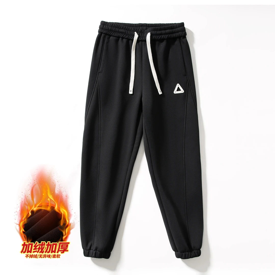 秋冬情侣款加绒加厚针织休闲卫裤6611