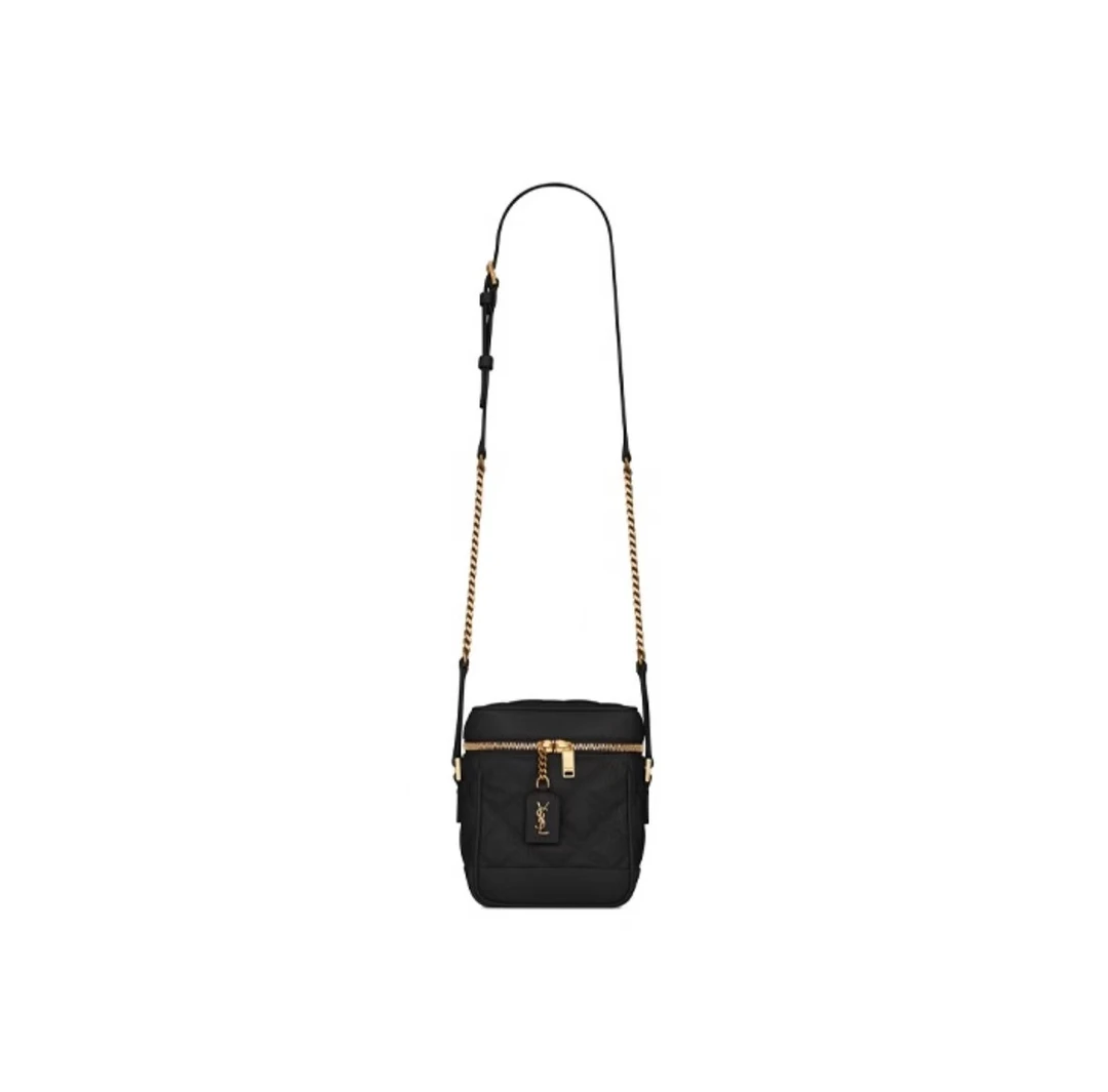 95新 YSL/圣罗兰 Vanity黑金菱格盒子包