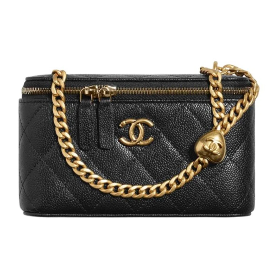 全新未使用 Chanel/香奈儿 24p爱心调节扣荔枝牛菱格金扣盒子包