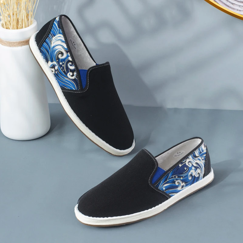 天赐福【江涯海水】相巾款千层底布鞋男士手工老北京春夏一脚蹬透气