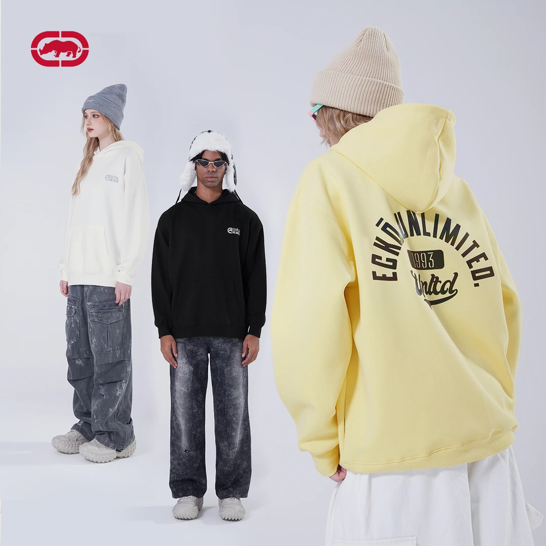 【李晨nic】Ecko情侣连帽卫衣时尚字母后背炫彩刻字膜上衣3244160