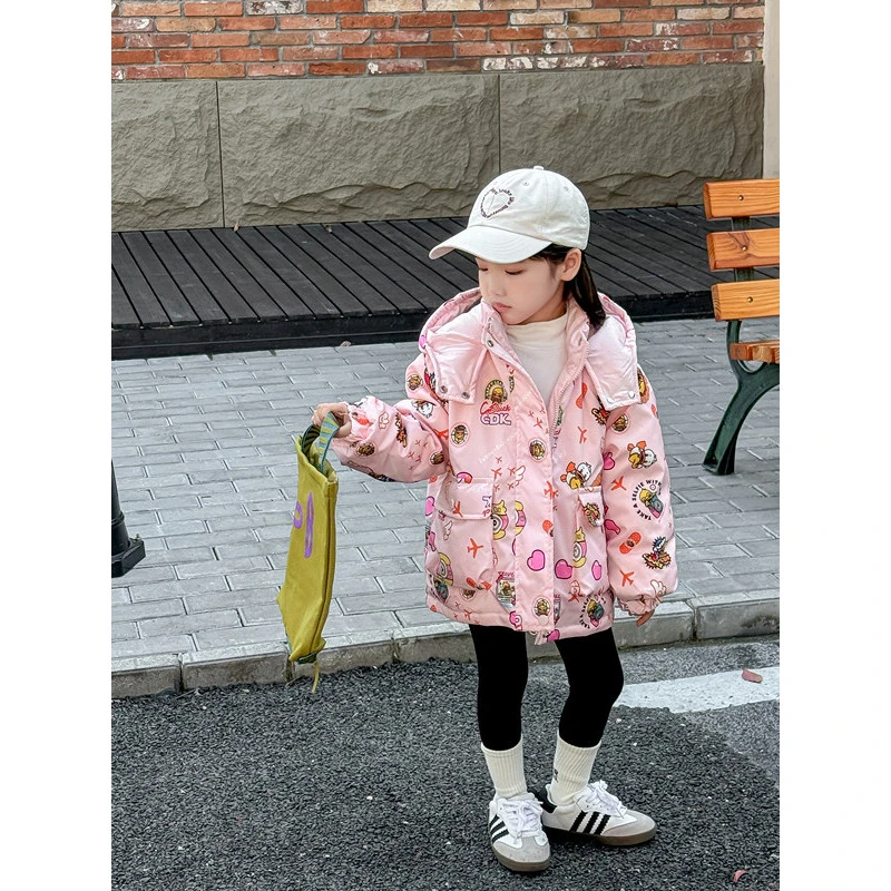 双面穿加厚小鸭羽绒服中童加厚连帽短款100-140韩版保暖冬季