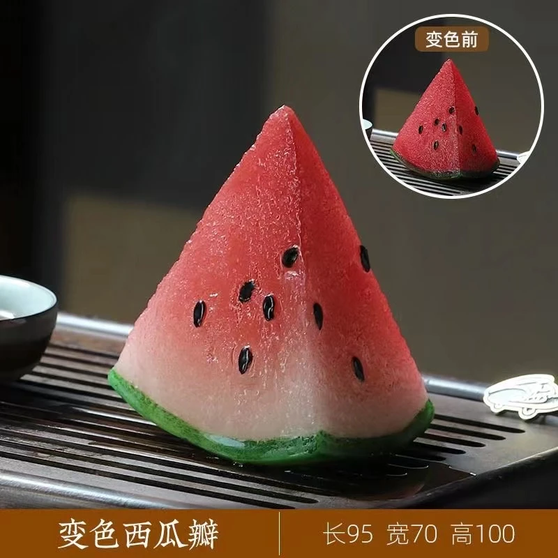 创意变色西瓜茶宠温变树脂摆件茶桌用品茶玩茶具装饰品 G422