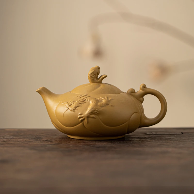 原矿段泥鱼化龙壶大容量中式纯手工茶壶家用复古大号紫砂壶S