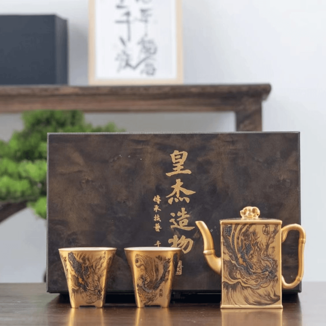 四神兽四方壶一壶两杯家用高档陶瓷功夫茶具礼盒装