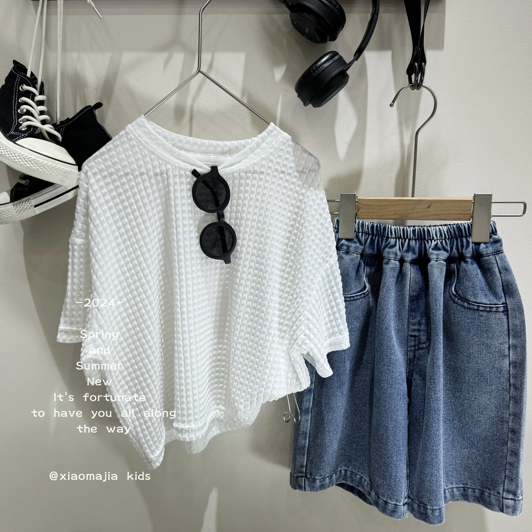 现货-儿童夏季冰感舒适短袖T恤D-2631洋气时尚韩版宽松男女童百搭