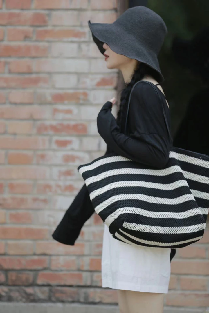 【那尚新品】高级感时尚百搭条纹托特包