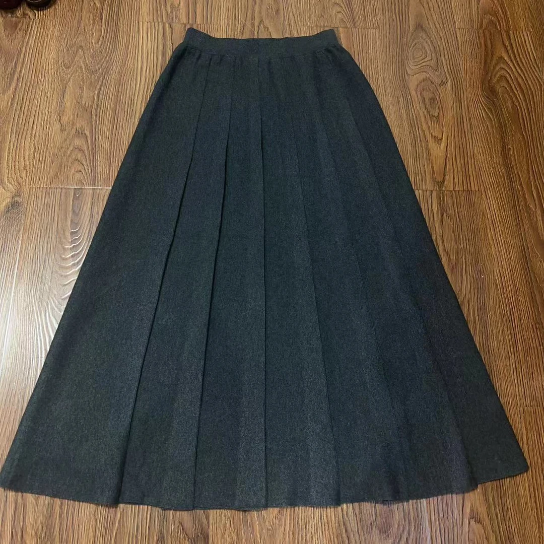 【那尚新品】超显瘦垂顺百搭百褶针织半裙