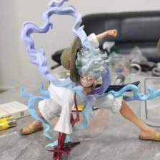 动漫海贼王太阳神尼卡五档路飞蹲姿二档果实觉醒白发动漫手办