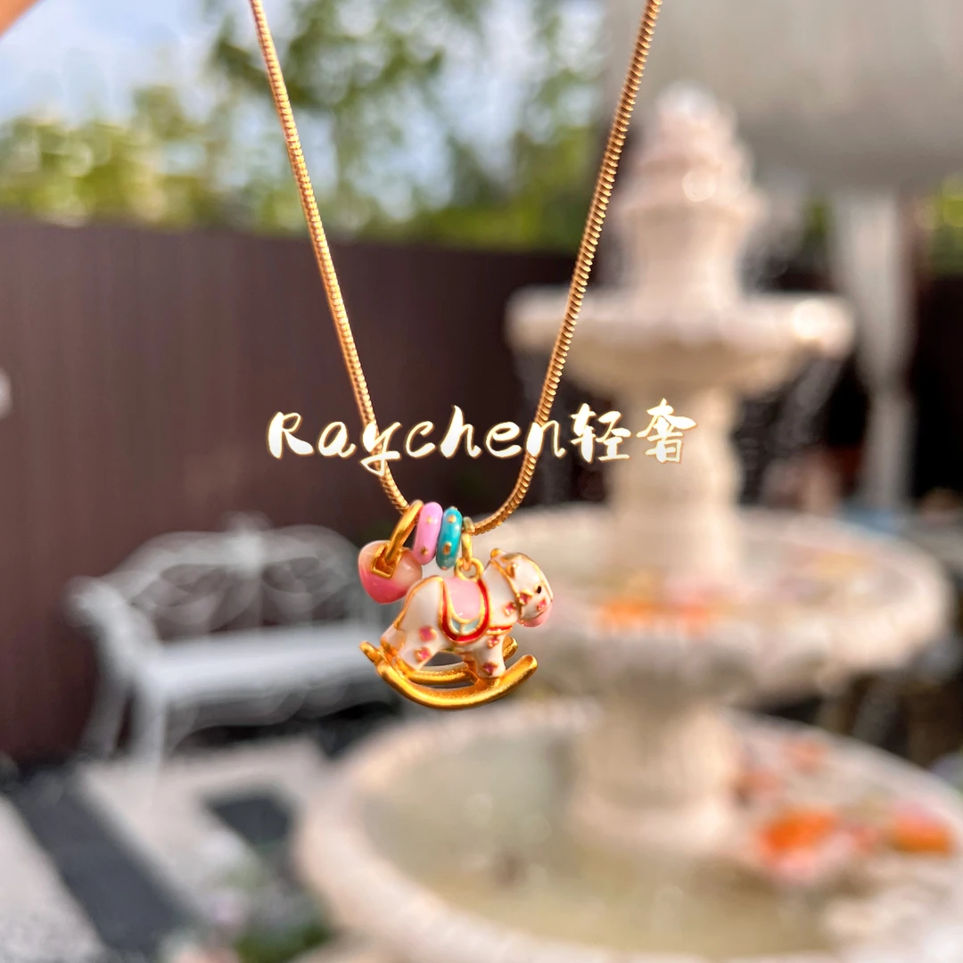 铜镀K金吊坠 【Raychen轻奢】新中式迪士尼风格旋转木马吊坠055